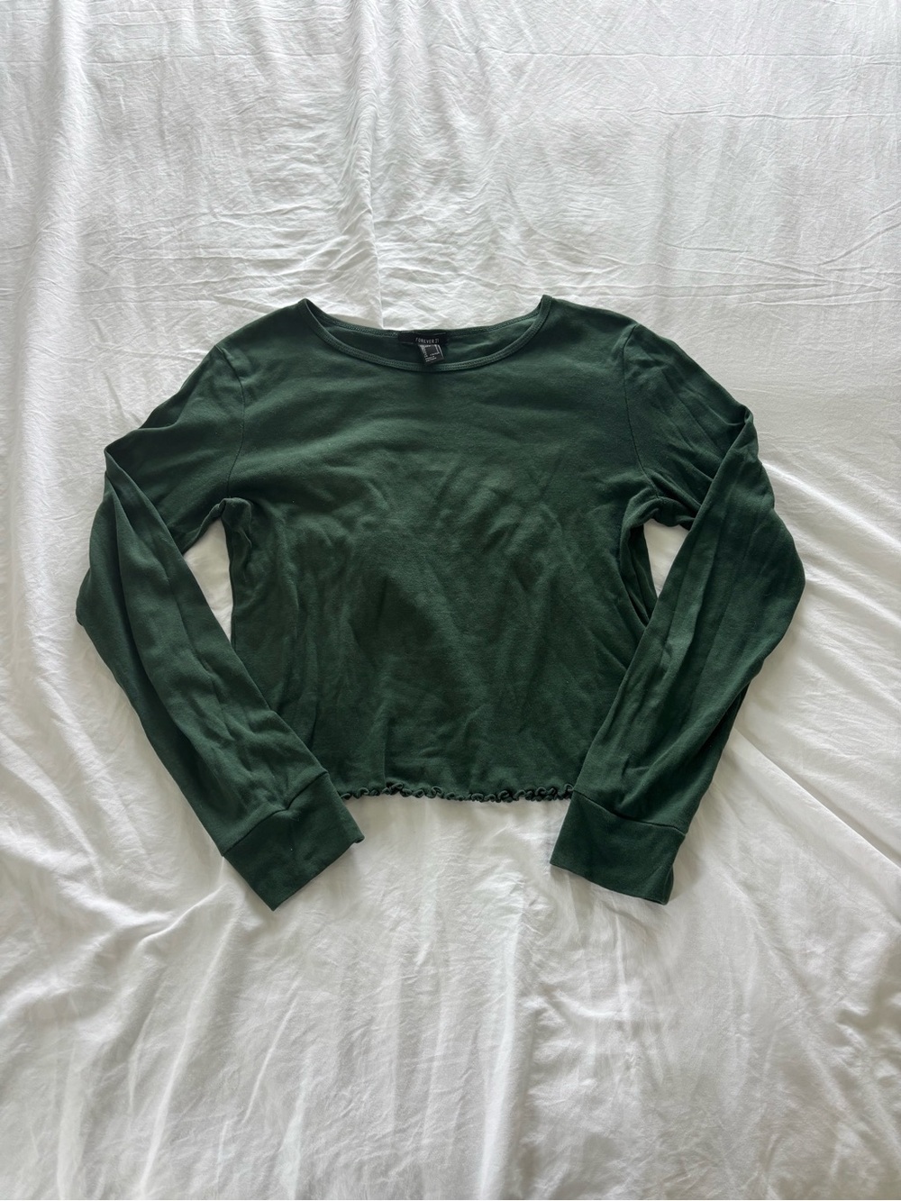Forever 21 Dark Green Long-Sleeve Box Tee